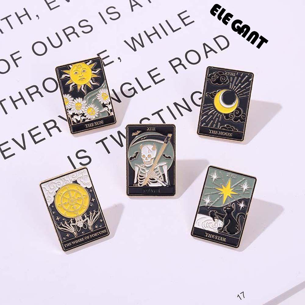 [Elegan] Lucu Bros Hadiah Untuk Wanita Pria Kerah Bros Kucing Misterius Perjalanan Peringatan Matahari Bulan Bintang Lencana Pin Enamel Pin