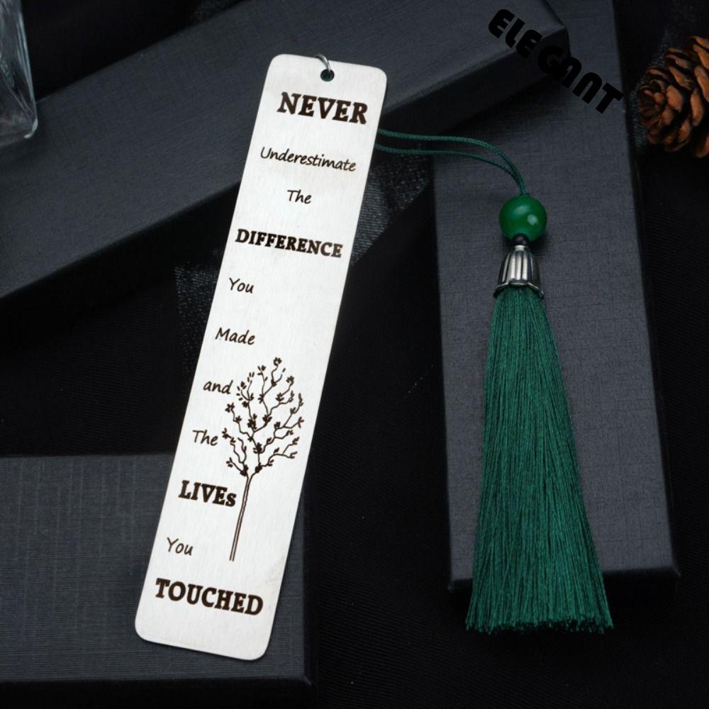 [Elegan] Daun Rumbai Liontin Bookmark Stainless Steel Baru Trendi Hadiah Hari Guru Penanda Membaca Alat Tulis Siswa Perlengkapan Sekolah Penanda Halaman Buku