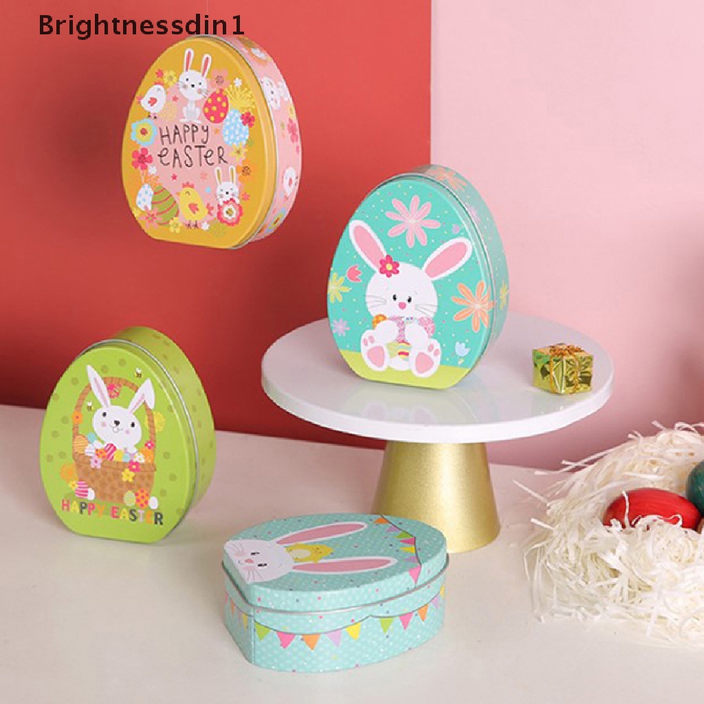 [Brightnessdin1] Easter Box Candy Tins Boxes Gift Cookie Storage Tinplatelids Telur Bunny Jar Butik