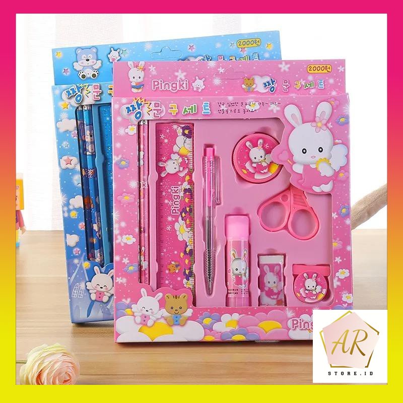 

Stationery Pencil Set Lengkap Kotak Pensil Alat Tulis Anak Sekolah 9 in 1 set Import