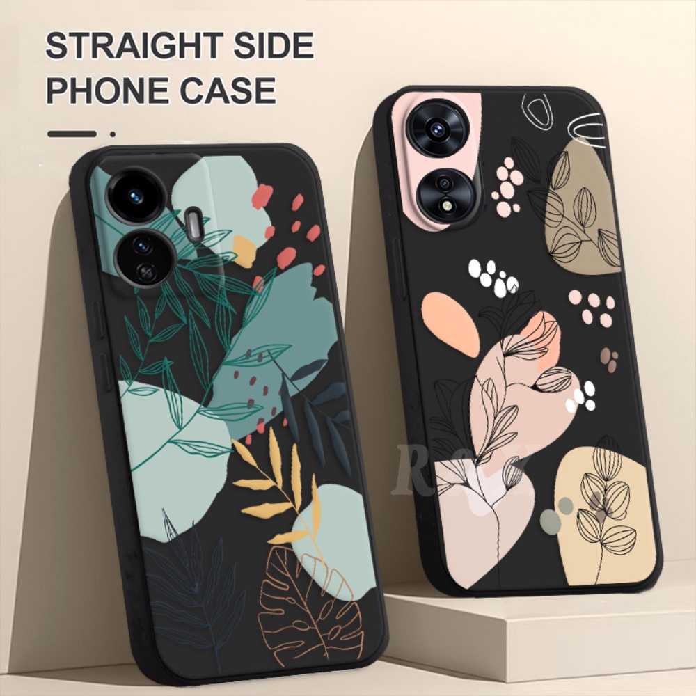 Case Fashion Untuk iPhone 14 Pro Max11 12 13 iPhone6 6S 7 8 Plus Xs Max XR SE 2020 Daun Silikon Tepi Lurus Sisi Pola Soft Tpu Case RIXUAN