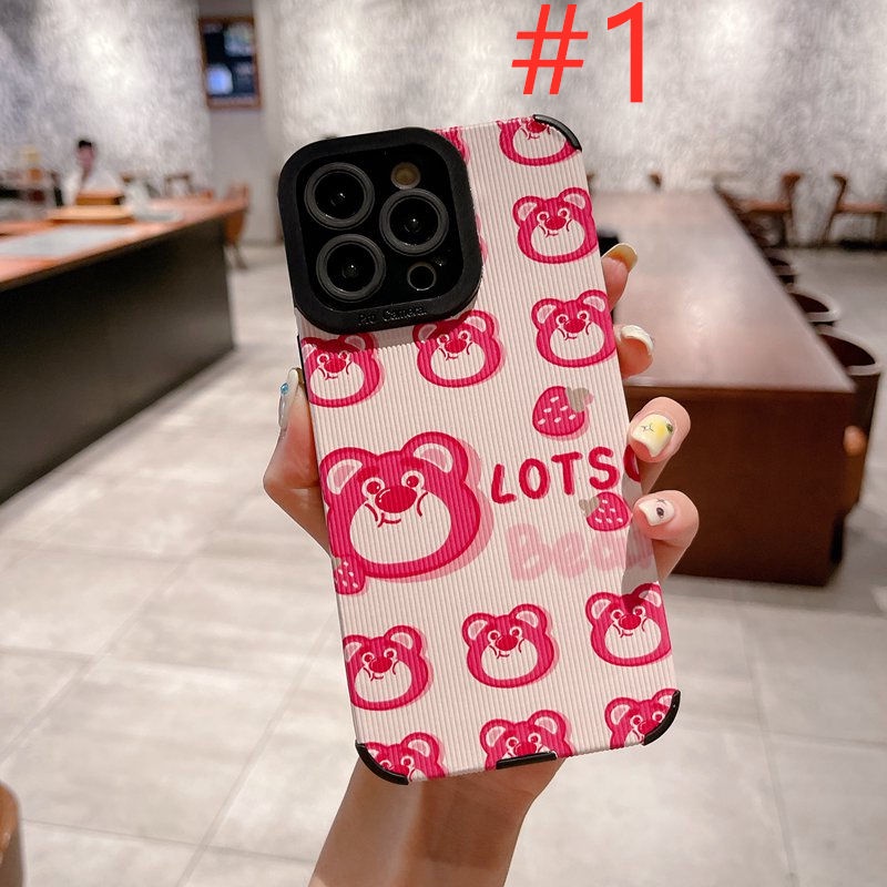 Rose Red Lotso Strawberry Bear Girl Woman Soft Silicon Case HP iP iPhone 6 6S 7 8 14 + Plus SE 2020 X XS XR Max 11 12 13 Pro Max FTD Casing Apple