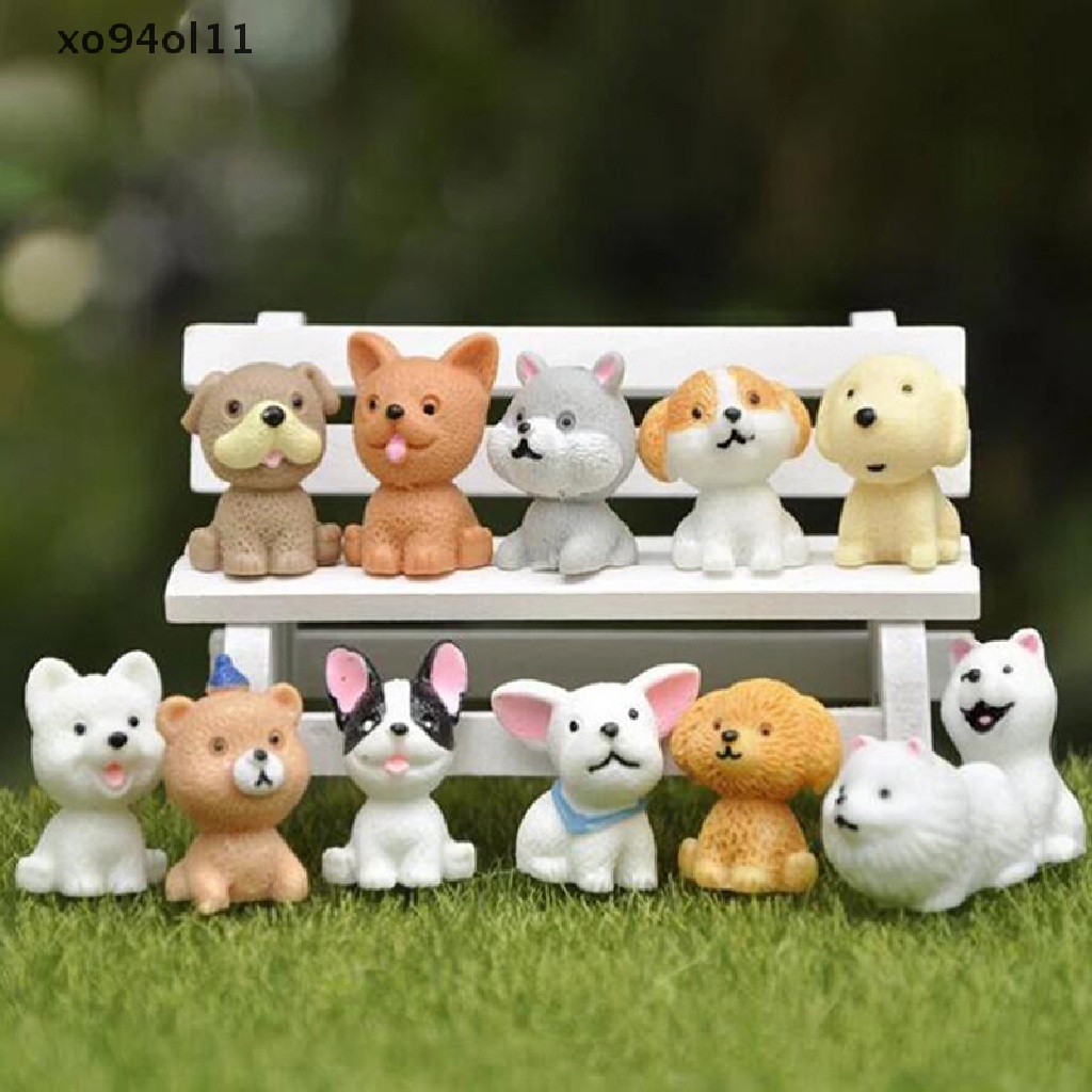 Xo 9Pcs Simulasi Mini Hound Pug Dog Patung Miniatur Hewan Model Figure Mainan OL