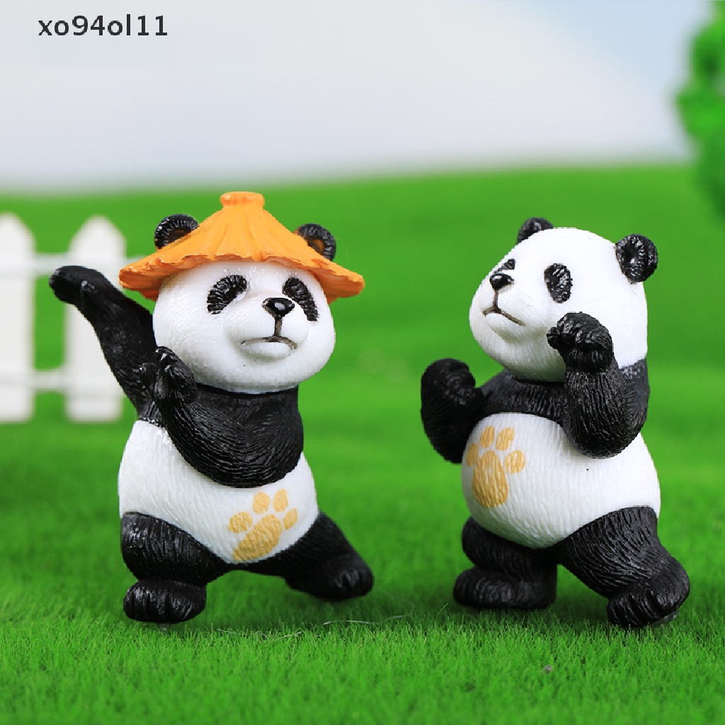 Xo 1pc Patung Panda Mini Keaslian Miniatur Taman Rumah Boneka Dekorasi Pesta Ulang Tahun Lucu Micro Room Home Decor OL