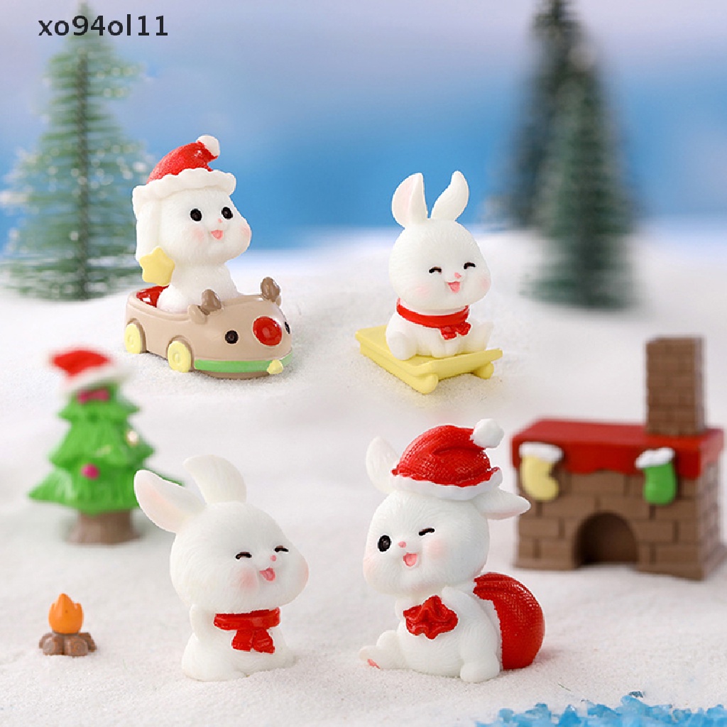 Xo Miniatur Ornamen Kelinci Natal Lucu Micro Landscape Bunny Untuk Dekorasi Rumah OL