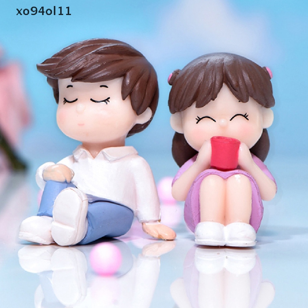 Xo 2pcs/set Boneka Pecinta Mini Model Figure Pemandangan Peri Taman Ornamen OL