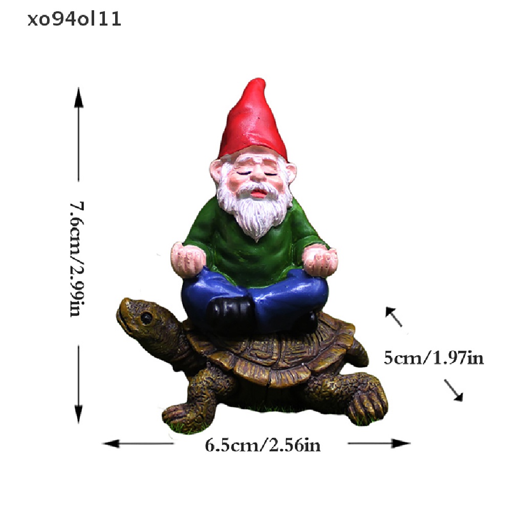 Xo Patung Gnome Taman Lucu Gnome Sitg On tortoise Statue Dwarf Ornament OL