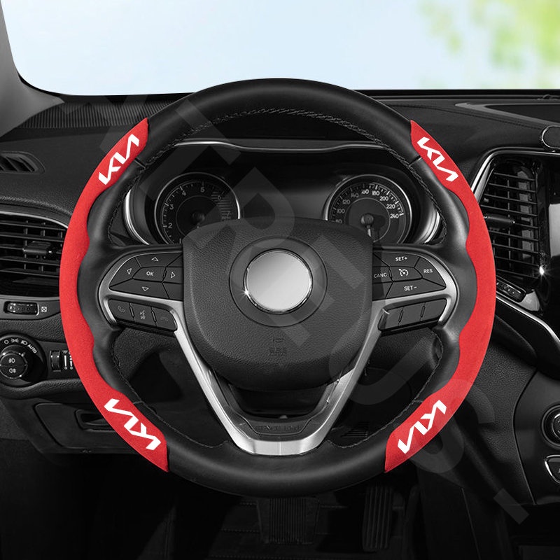 New KIA Car Steering Wheel Cover Pelindung Racing Suede Penutup Setir Anti Slip Serap Keringat Untuk Sonet Sportage Sorento Rio Picanto Seltos Carens Grand Carnival Sedona