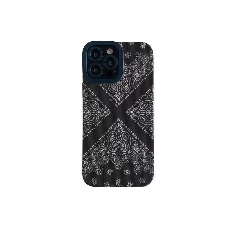 Pretty Paisley Bahan Kulit Soft Case Untuk Samsung A21S A12 A50S A30S A20 A30 A32 A22S A52S A72 A10S A33 A53 A73 A13 A04S A23 A51 A71 A31 Hitam Casing Ponsel Wanita Cewek