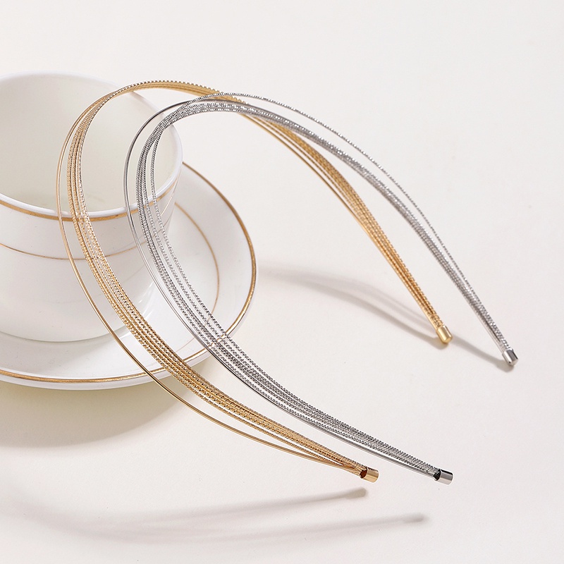 Hoop Rambut Logam Multi-Layer Retro Elegan | Sweet Aksesori Rambut Headband Alloy Non-slip | Headpiece Pesta Mengkilap