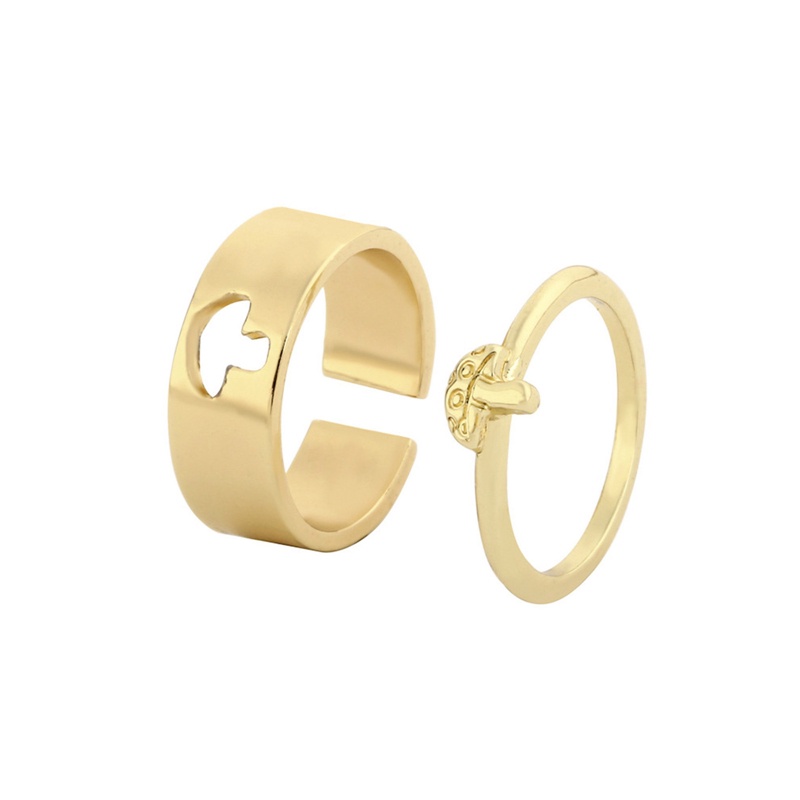 Lucu Jamur Pasangan Cincin Untuk Wanita Pria Trendi Vintage Terbuka Cincin Set Pertunangan Pesta Pernikahan Perhiasan Hadiah Punk Hip Hop