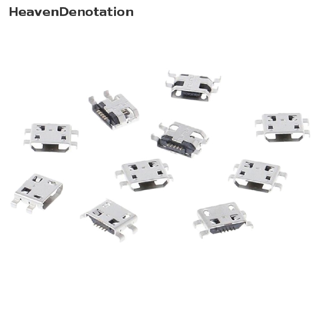 [HeavenDenotation] 10pcs Tipe B micro usb 5pin female charger mount Konektor jack port socket HDV