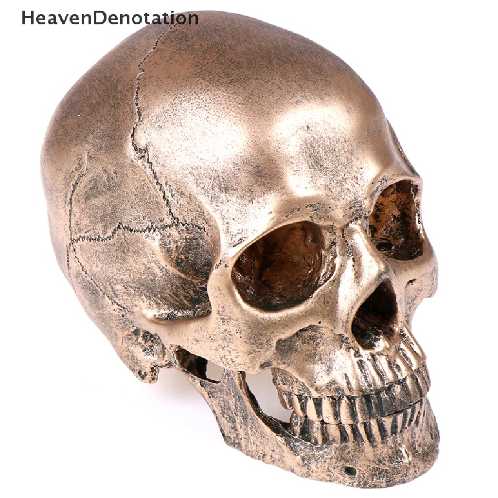 [HeavenDenotation] Patung Resin Manusia Bronze Model Tengkorak Halloween Realistis1: 1dekorasi HDV