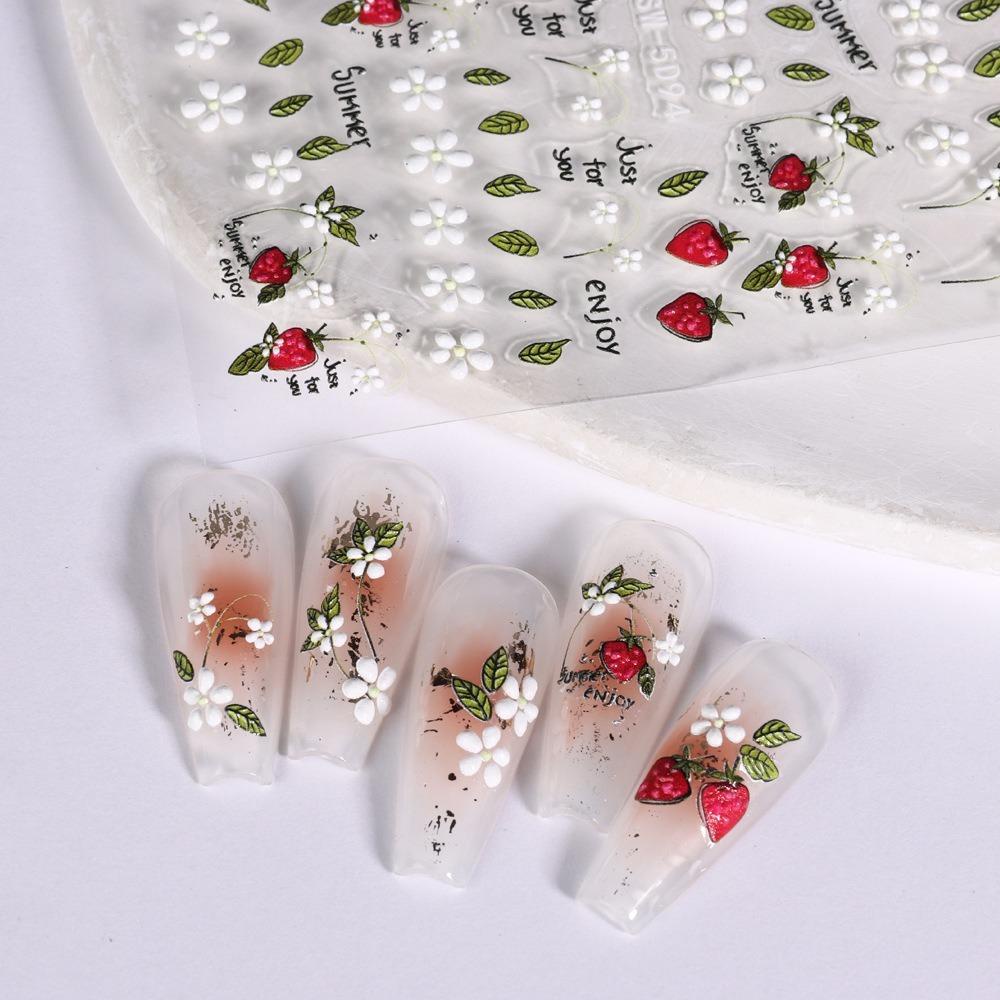 Needway Stiker Kuku Buah Fashion Jepang Daun Strawberry Lemon Self Adhesive Nail Dekorasi