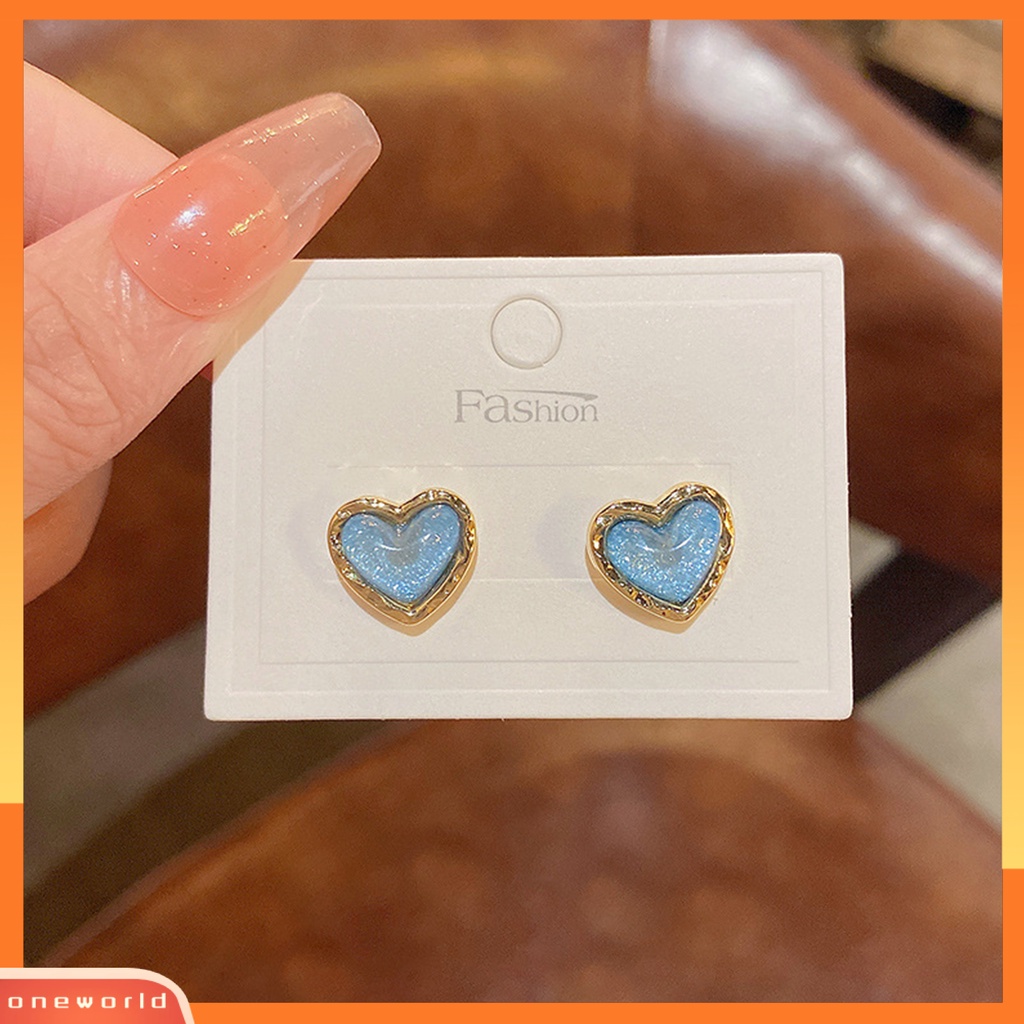 [EONE] 1pasang Ear Studs Elegan Dainty Temperamen Melamun Hadiah Mini Hypoallergenic Retro Cinta Hati Kristal Imitasi Wanita Anting Perhiasan Aksesoris