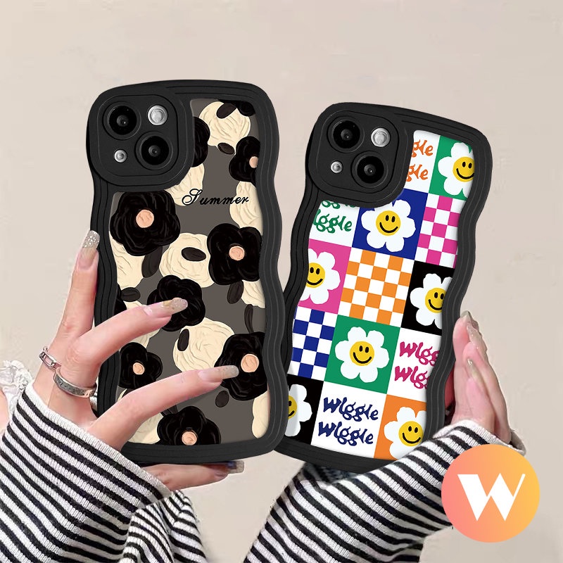 Fashion Art Flower Case Redmi 12C A1 10 9C NFC 9a1+10C 10A 9T 9A Redmi Note 10s 9 8 10 Pro Max 11s 11 9s POCO X3 NFC Pro M3 Mi 11T Pro Checkerboard Smile Sunflower Soft Cover