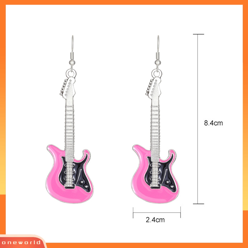 [EONE] 1pasang Ladies Fashion Earrings Eye-catching Pengerjaan Halus Kepribadian Chic Halus Pakaian Sehari-Hari Paduan Gitar Listrik Drop Earrings Tanggal Supply