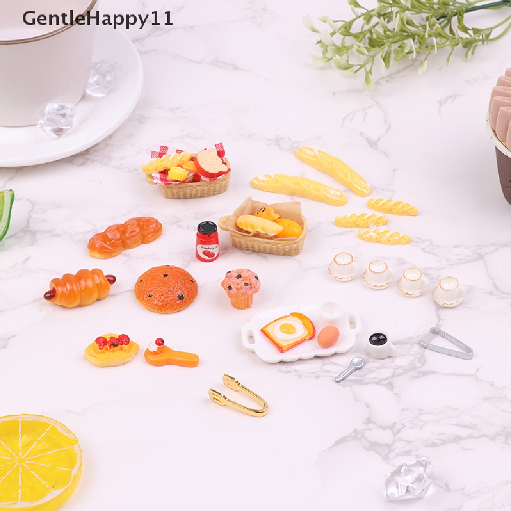 Gentlehappy1per12rumah Boneka Sarapan Mini Telur Roti Bakar Kopi Putar Dapur Restoran Akses id