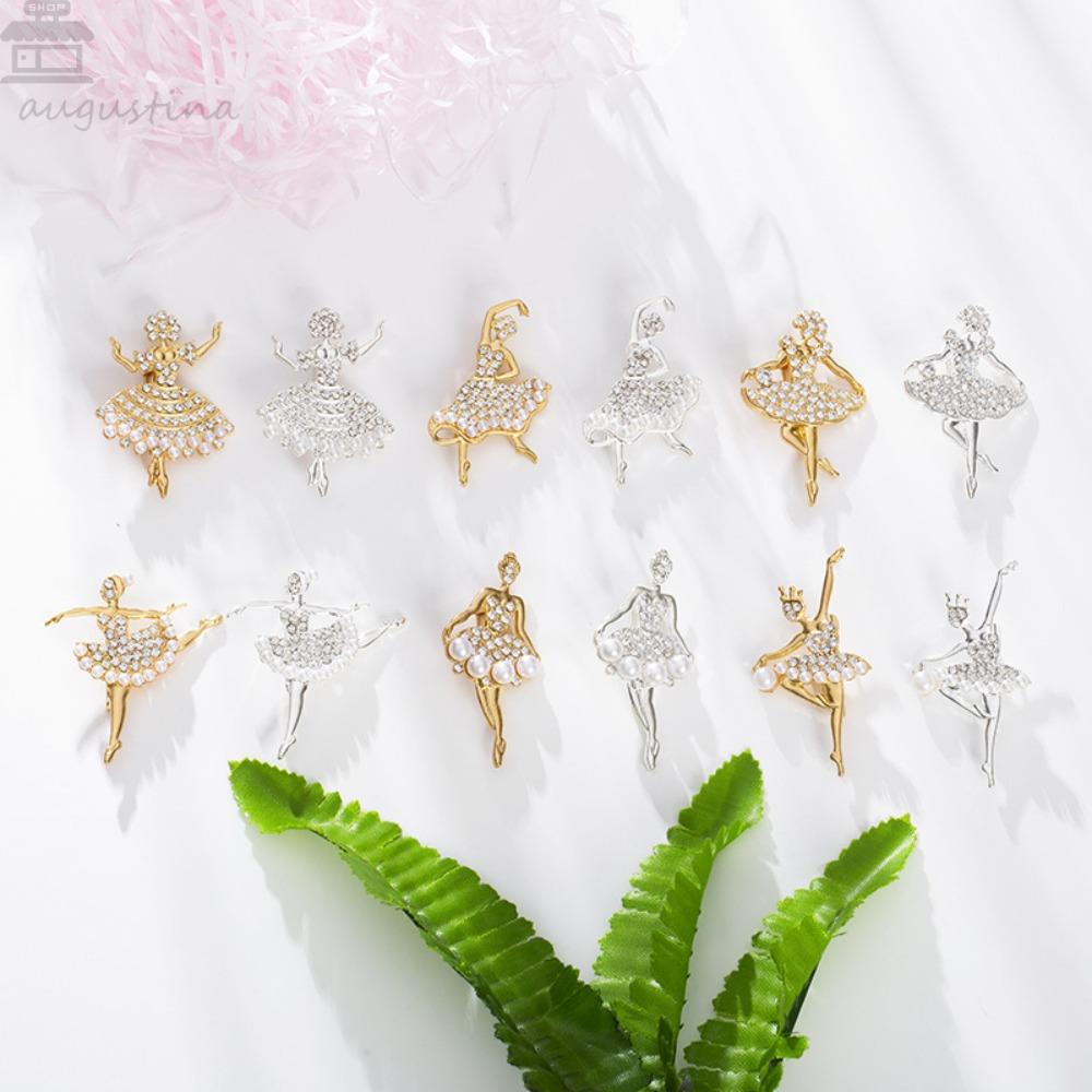 Agustinina Pin Kristal Charm Perhiasan Vintage Mutiara Elegan Untuk Wanita Aksesoris Jas