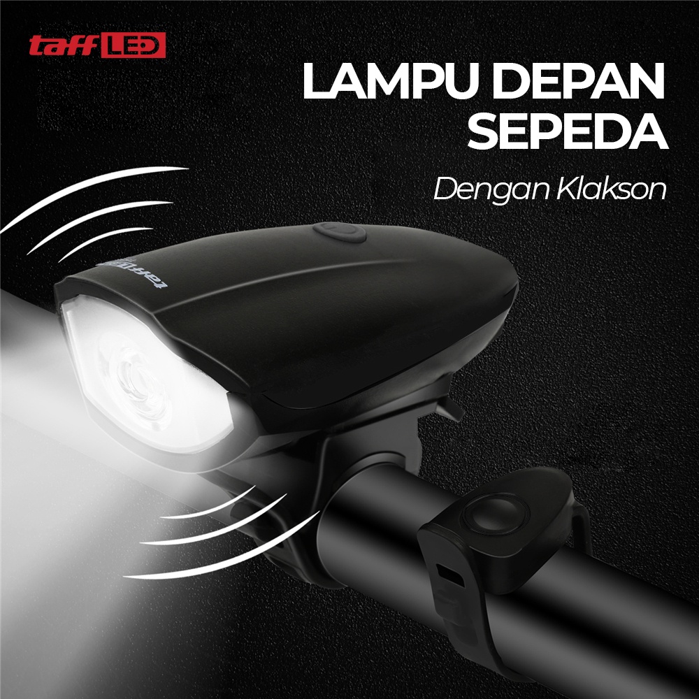 TaffLED Lampu Depan Sepeda Klakson LED CREE XPG 250 Lumens 1200 mAh - 7588 - Black