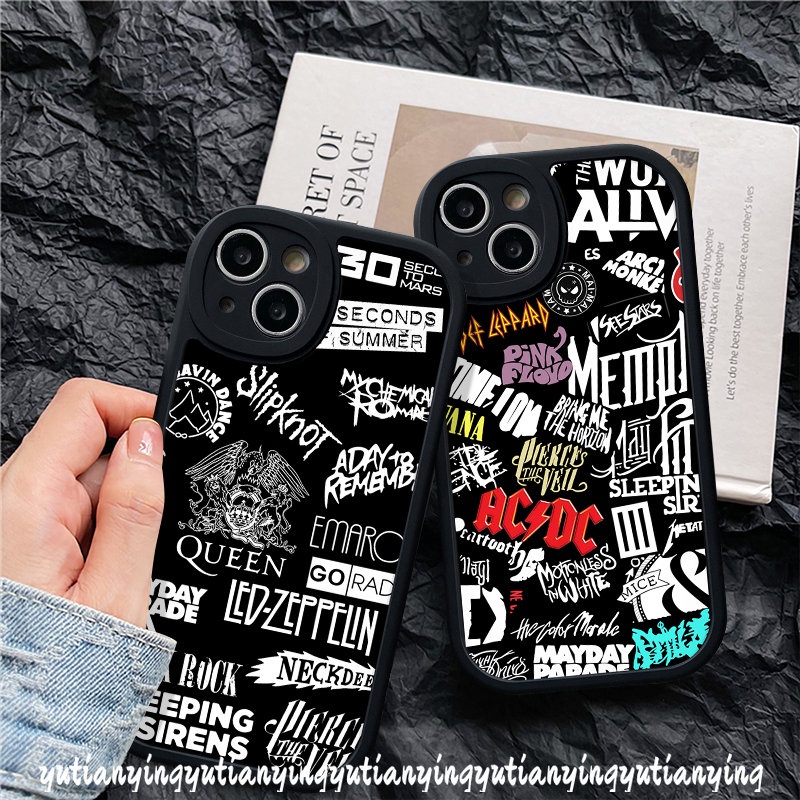 IPHONE Fashion Graffiti Huruf Case Kompatibel Untuk Iphone11 12 13 14 Pro Max X XR XS Max 7Plus 6s 6 7 8 Plus SE 2020 Lembut Tpu Shockproof Phone Cover