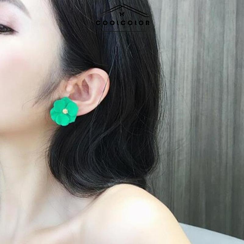 COD❤️Anting Bunga Berwarna-warni Temperamen Feminin Anting Mutiara Lembut Peri- cl