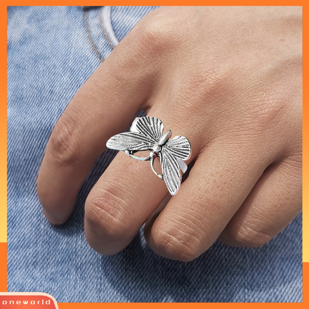 [EONE] Wanita Cincin Kepribadian Hias Gaya Eropa Fashion Retro Skeleton Silvering Finger Ring Untuk Pakaian Sehari-Hari