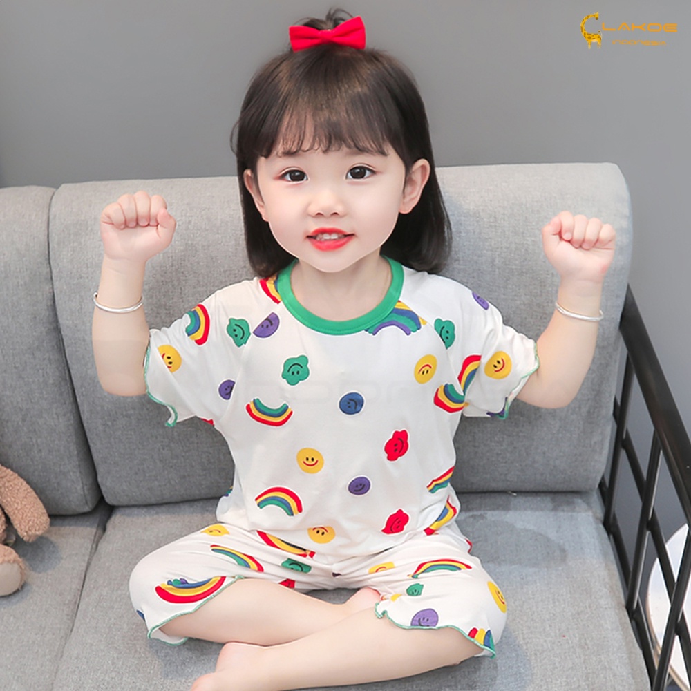 Lakoe Piyama lucu anak perempuan Setelan Lengan Pendek /Set Baju Anak 1-3Tahun