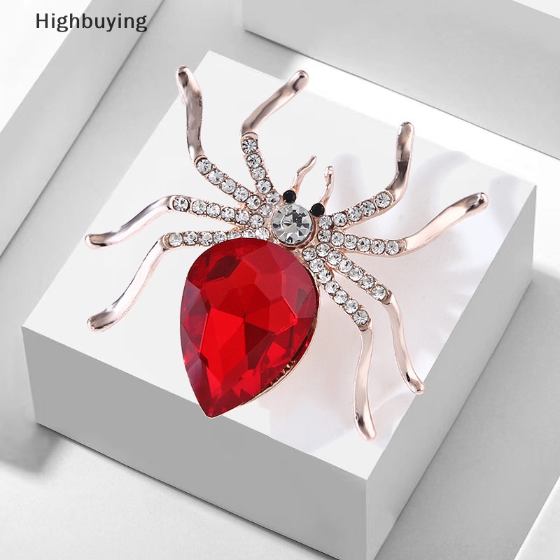 Hbid Fashion Kreatif Kristal Spider Hewan Bros Pin Untuk Wanita Pakaian Kerah Mantel Aksesoris Glory