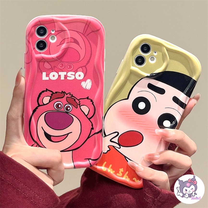 IPHONE Kompatibel Untuk Iphone14 13 12 11 Pro Max SE 2020 X XR Xs Max7 8 6 6s Plus 3D Cream Wave Edge Kartun Lucu Strawberry Bear Phone Case Lembut TPU Kamera Penutup Pelindung