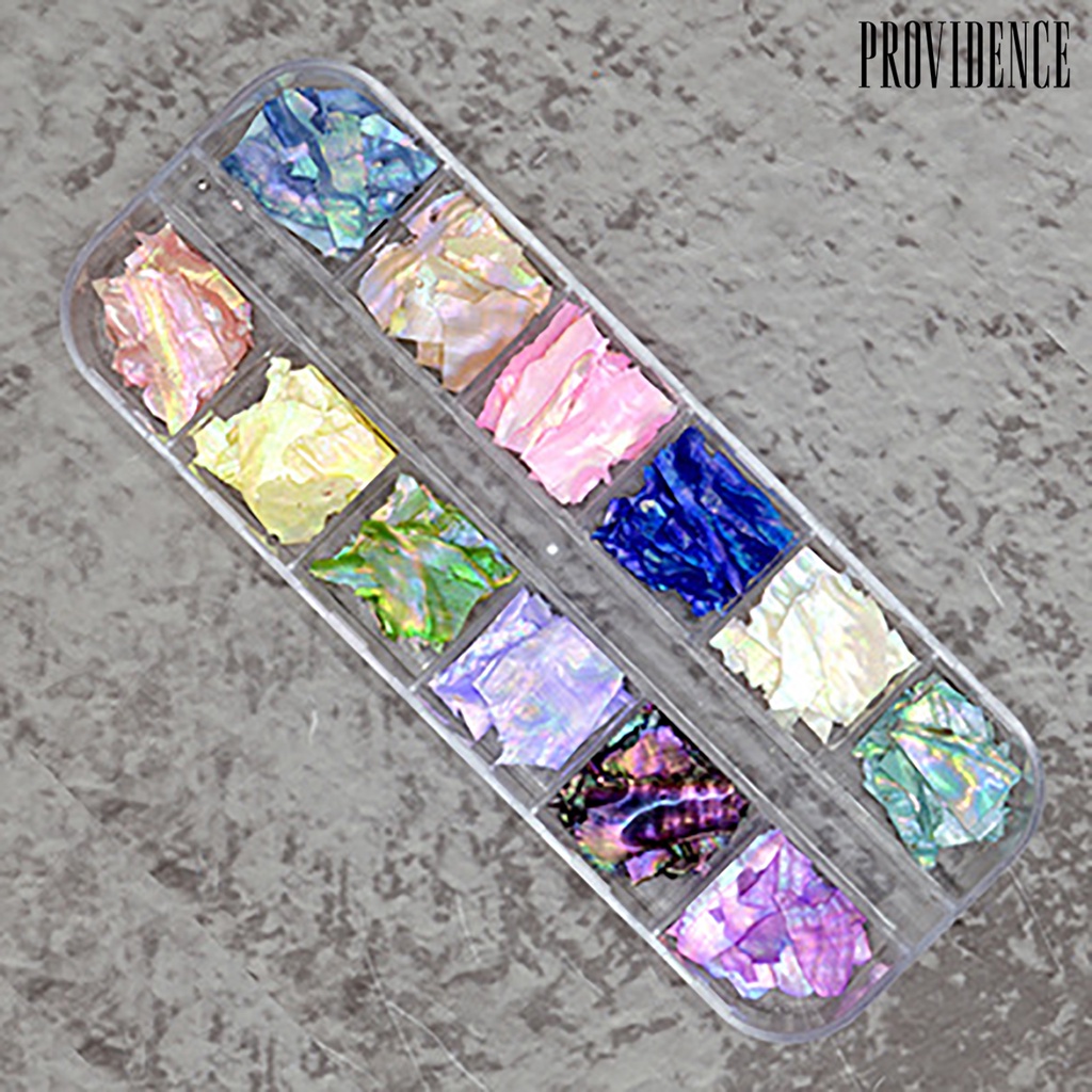 Providence 1kotak Dekorasi Kuku Warna Vibrant Bentuk Tidak Teratur Shell Menarik Fragment Nail Decor DIY Hiasan Kuku Palsu Perlengkapan Kuku