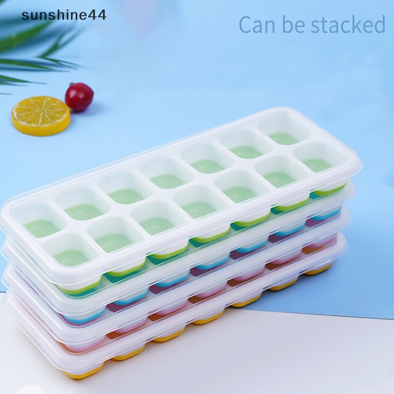 Sunshine 1Pc 14kisi Es Batu Silikon Cetakan Tray DIY Square Ice Tray Cetakan Aksesoris ID