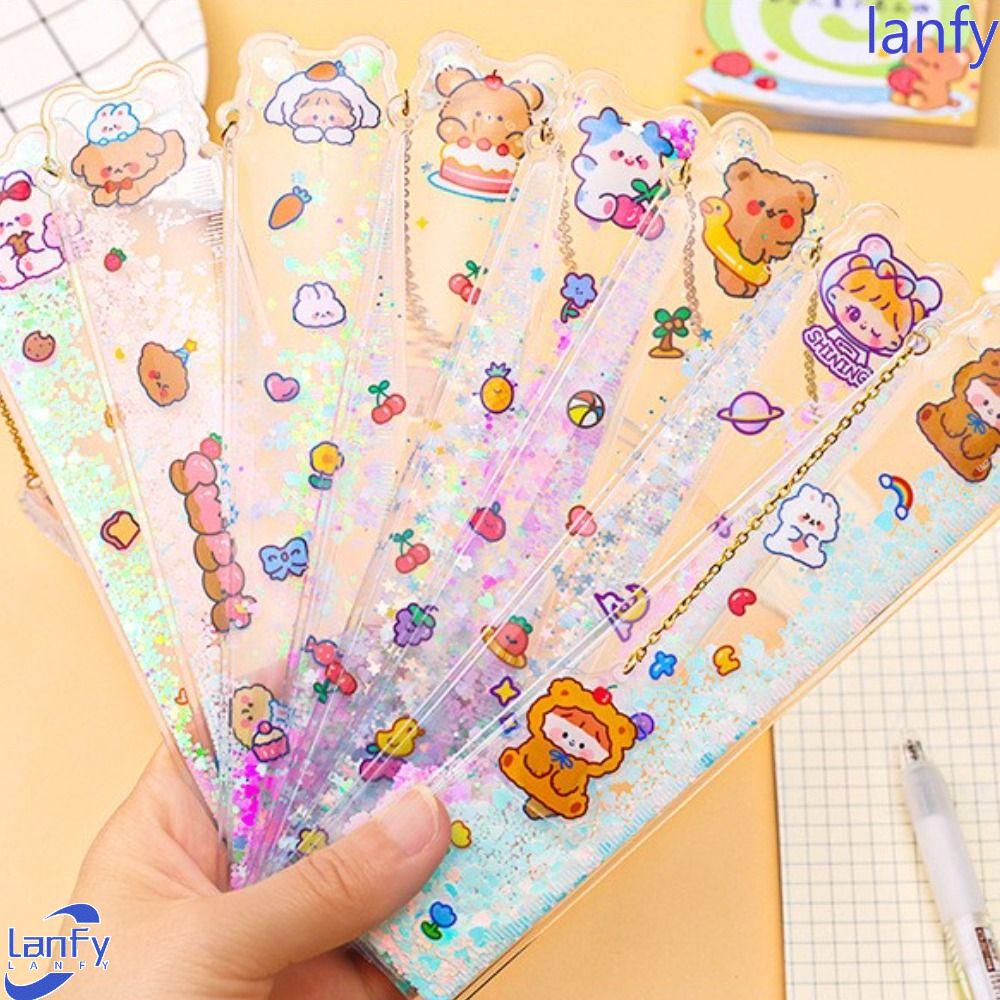 Lanfy Pasir Hisap Bookmark Penggaris Kawaii INS Alat Tulis Siswa Kantor Bear Dividing Ruler