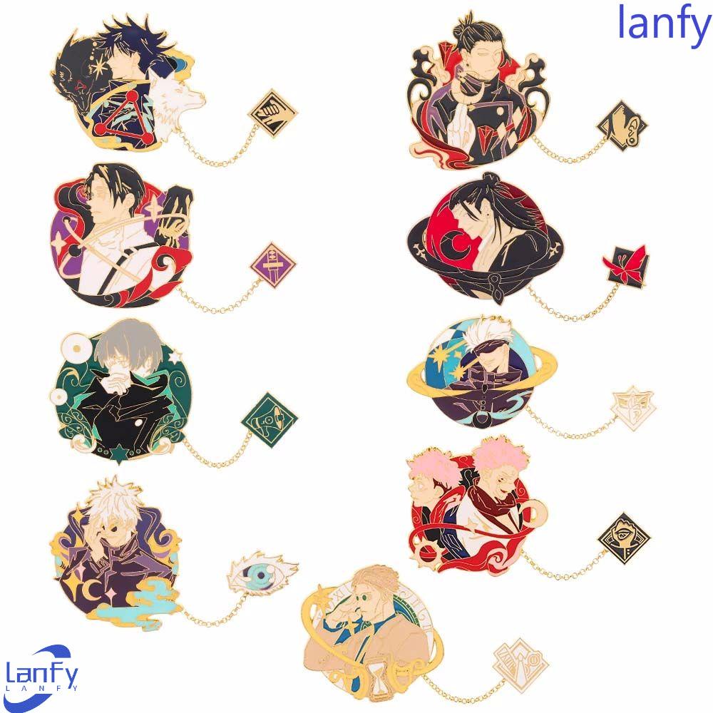 Lanfy Jujutsu Kaisen Badge Liontin Souvenir Mainan Ransel Pin Pakaian Lencana Jujutsu Kaisen Enamel Pin Anime Jepang 9gaya Anime Badge Lapel Pin