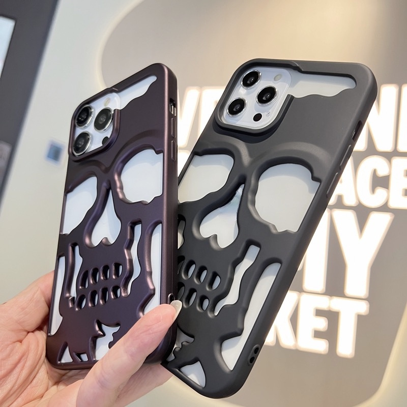 IPHONE Casing Ponsel Keren Berongga Tengkorak Buram Dilapisi Cocok Untuk Iphone14 13 12 11 Pro Max 14Plus Skeleton Matte Surface Phone Case