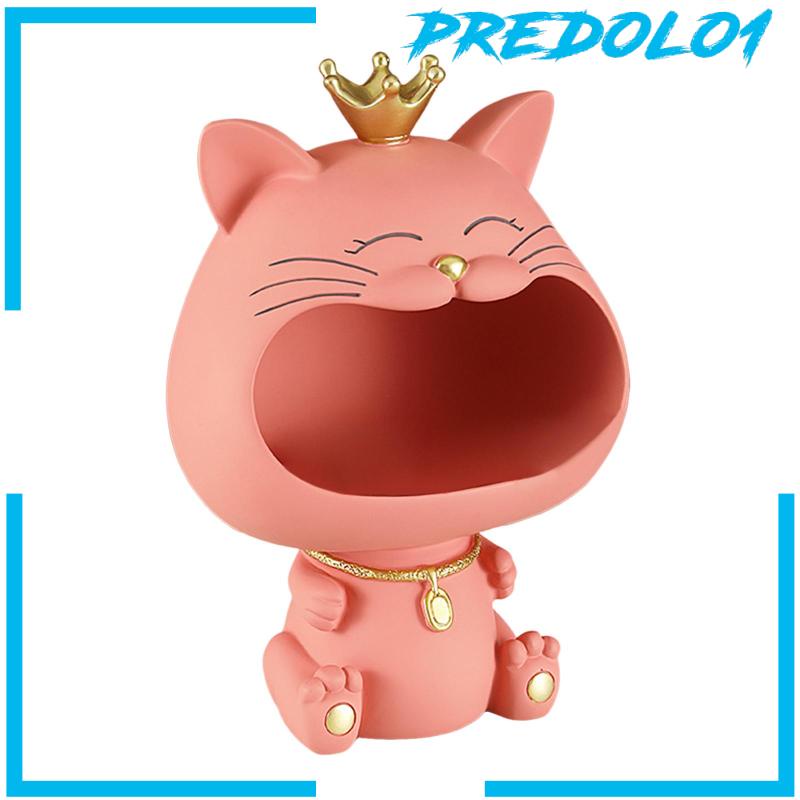 [Predolo1] Kunci Mangkok Resin Patung Kucing Patung Hewan Mangkok Lucky Cat Statue