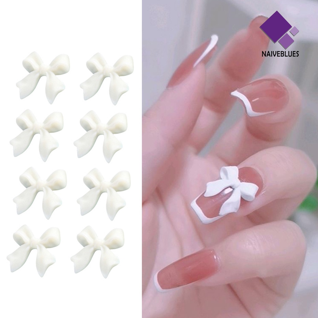 [naiveblues] 20pcs/set Dekorasi Ikatan Simpul Kuku Frosted Efek 3D Resin Art Dekorasi Ornamen Warna-Warni Untuk