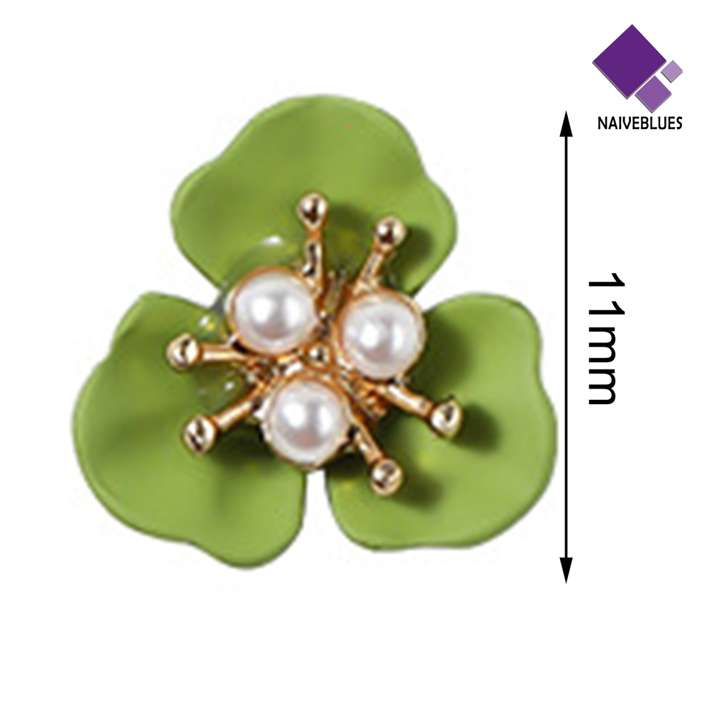 [naiveblues] 5pcs Bunga Dekorasi Kuku Modis Gaya Aksesoris Kuku Mutiara Flower Nail Stud Untuk