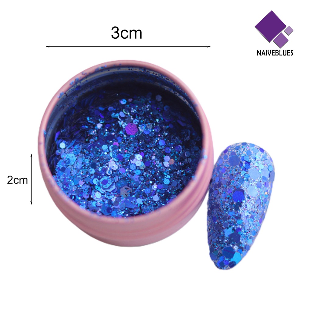 [naiveblues] Hiasan Nail Art Payet Hexagon Gaya Reflektif Ultra Tipis Sequin Glitter Untuk Manicure