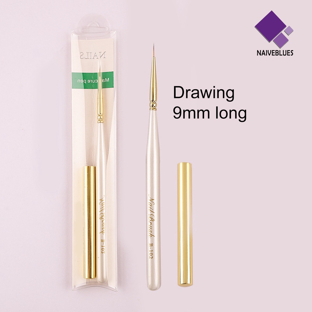 [naiveblues] Pena Nail Art Fleksibel Nib Bulu Wol Nilon Tidak Terawang DIY Dengan Gel UV
