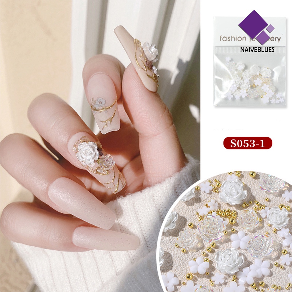 [naiveblues] 1set Pesona Nail Art Glitter Tahan Lama Efek Visual DIY Bentuk Camelia