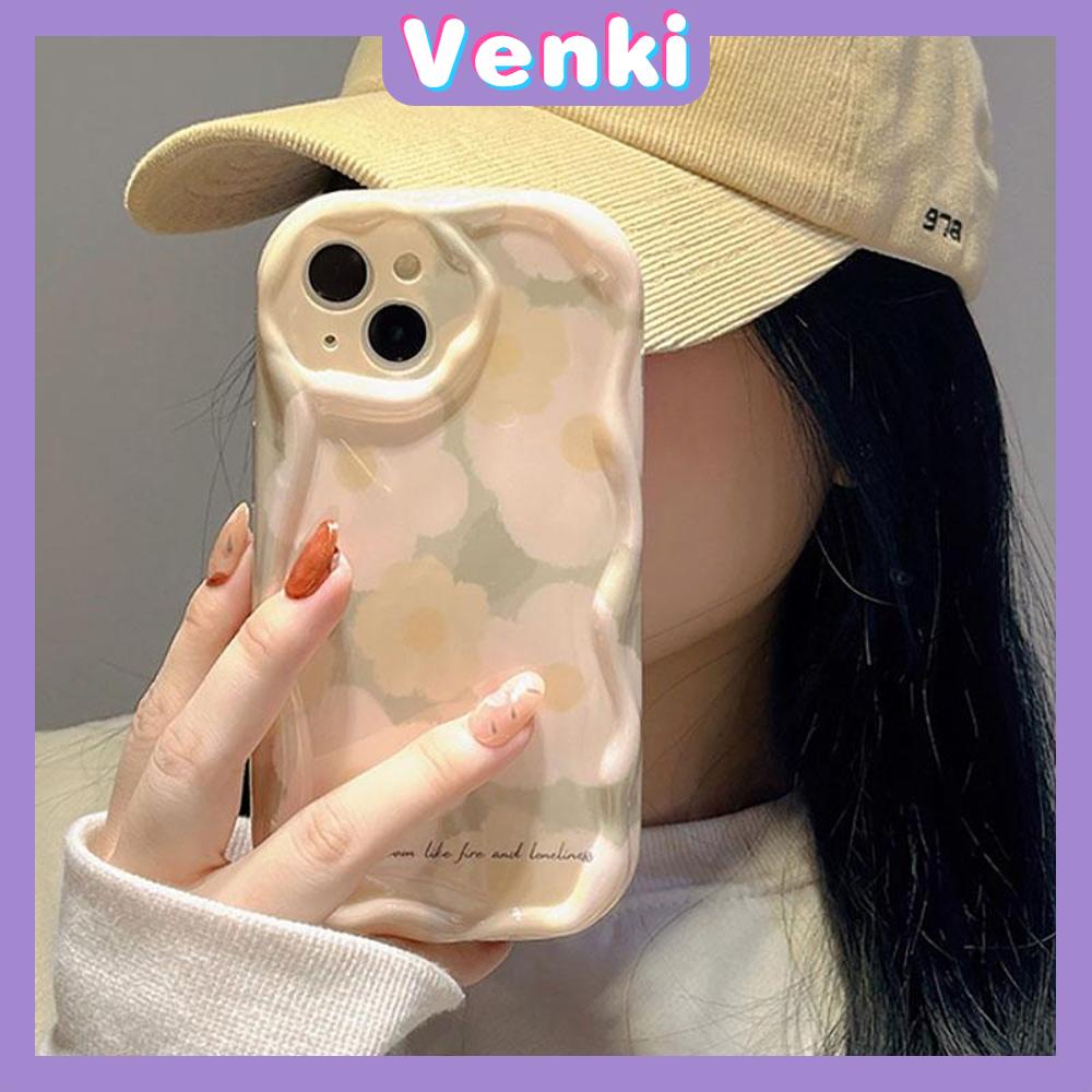 VENKI - For iPhone 11 iPhone Case 3D Curved Edge Wave Clear Case TPU Airbag Shockproof Camera Cover Cute Flowers Compatible For iPhone 14 13 Pro max 12 Pro Max 11 xr xs max 7 Plus