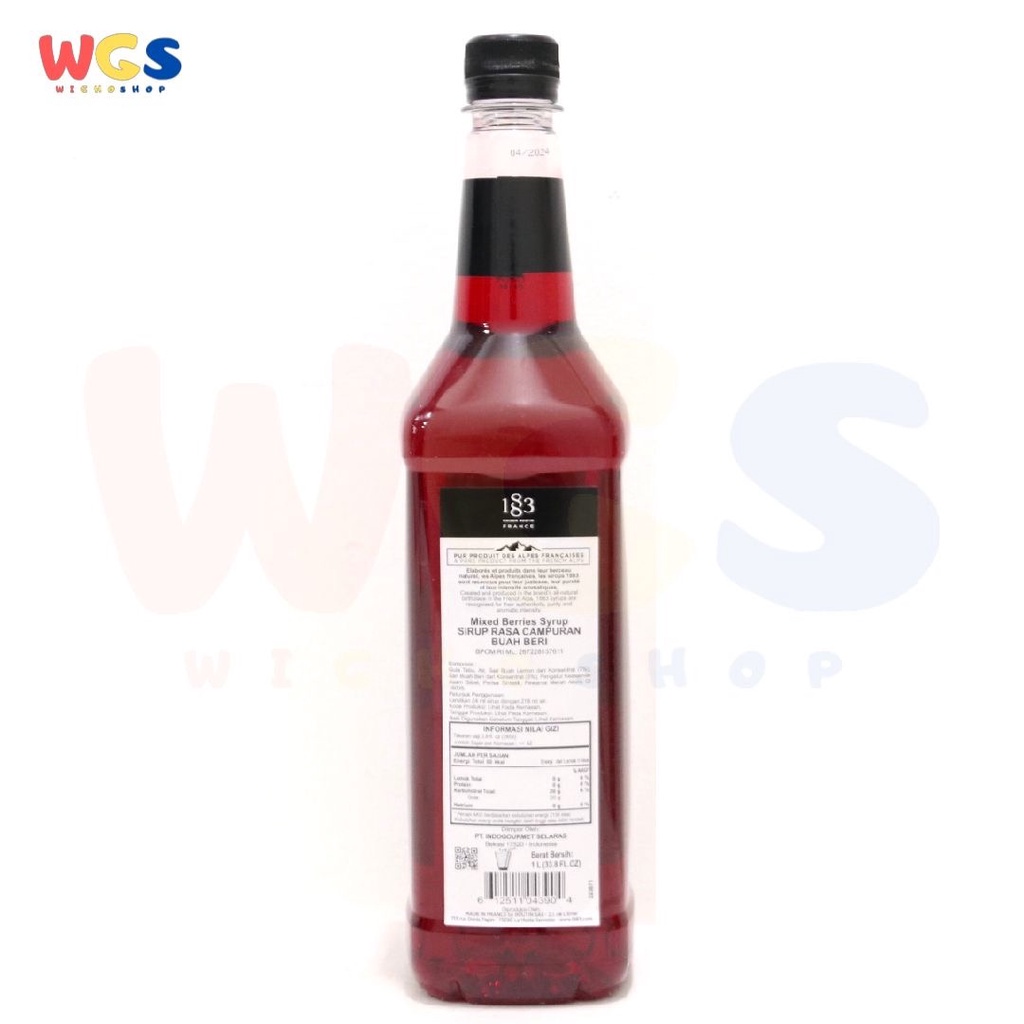 Syrup 1883 Maison Routin France Mixed Berries Flavored 33.8 fl oz 1ltr