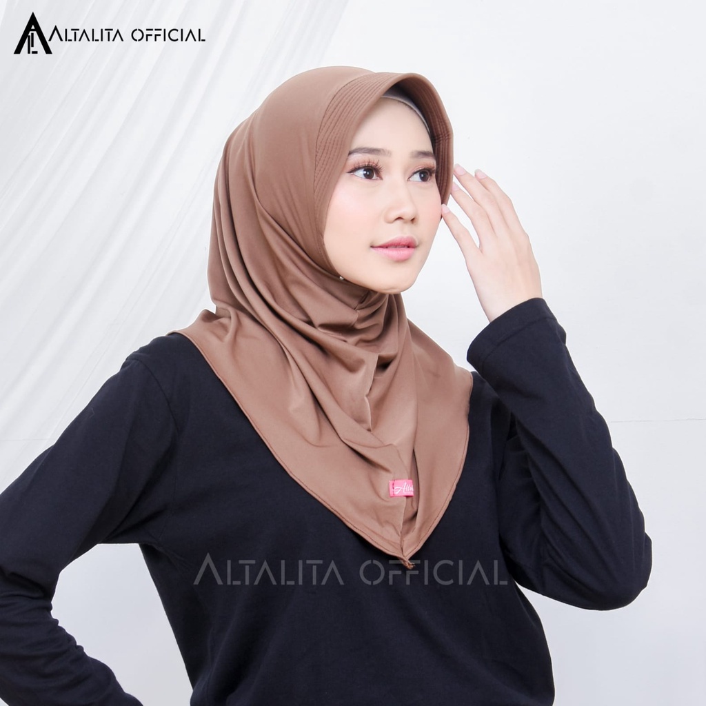 Altalita - Hijab Sport Instan pet Bahan Jersey Spandek Premium Polos Cocok Untuk Sekolah Olahraga dan Sehari-Hari