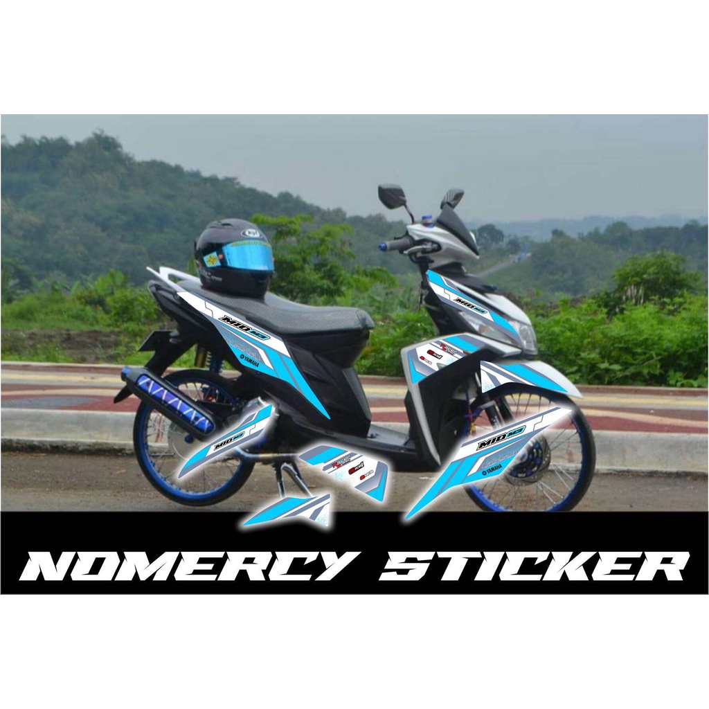 JUAL STICKER STICKER STRIPING VARIASI YAMAHA MIO M3 WARNA BIRU PUTIH NOMERCY STICKER