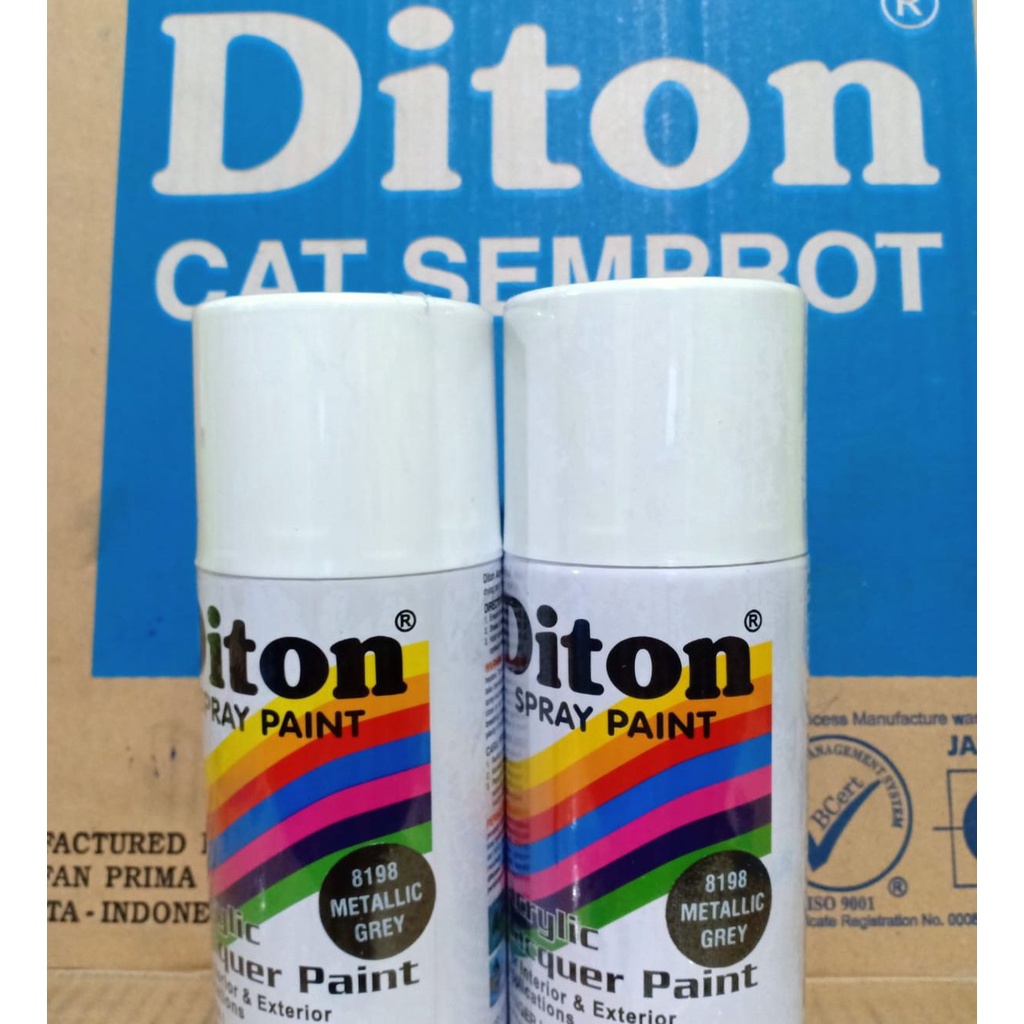 METALIC COLOURS DITON Spray Paint Acrylic Lacquer Paint Pilox Pilok Cat Semprot - 8198 METALLIC GREY / ABU-ABU Metalik (300cc / 300ml)