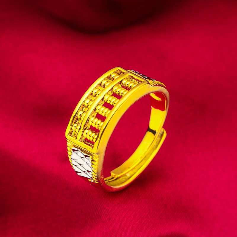 Goldkingdom Fashion Perhiasan Aksesoris Ready Stock Pria Sempoa Cincin Ganda Emas Dan Perak Agresif Adjustable Ring