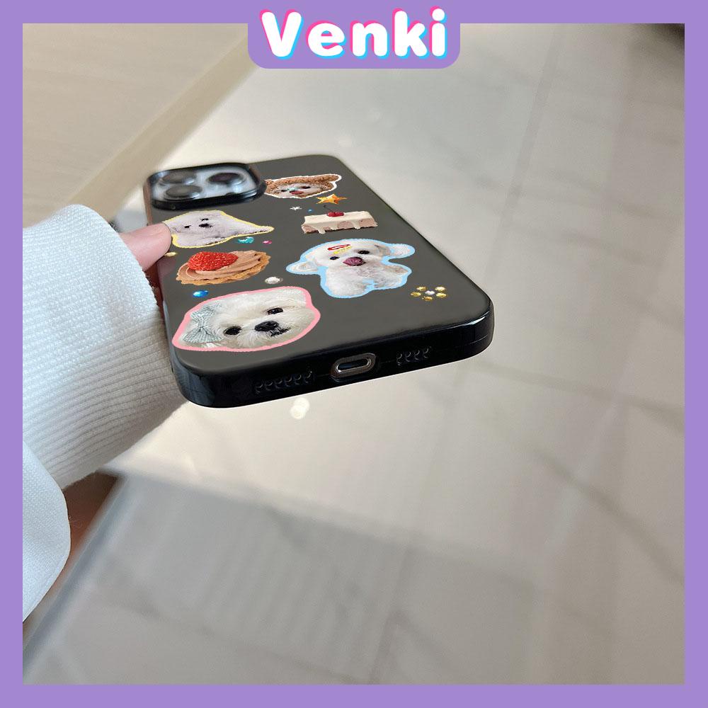 VENKI - For iPhone 11 iPhone Case Black Glossy TPU Soft Case Shockproof Protection Camera Cute Cartoon Compatible with iPhone 14 13 Pro max 12 Pro Max 11 xr xs max 7Plus 8Plus