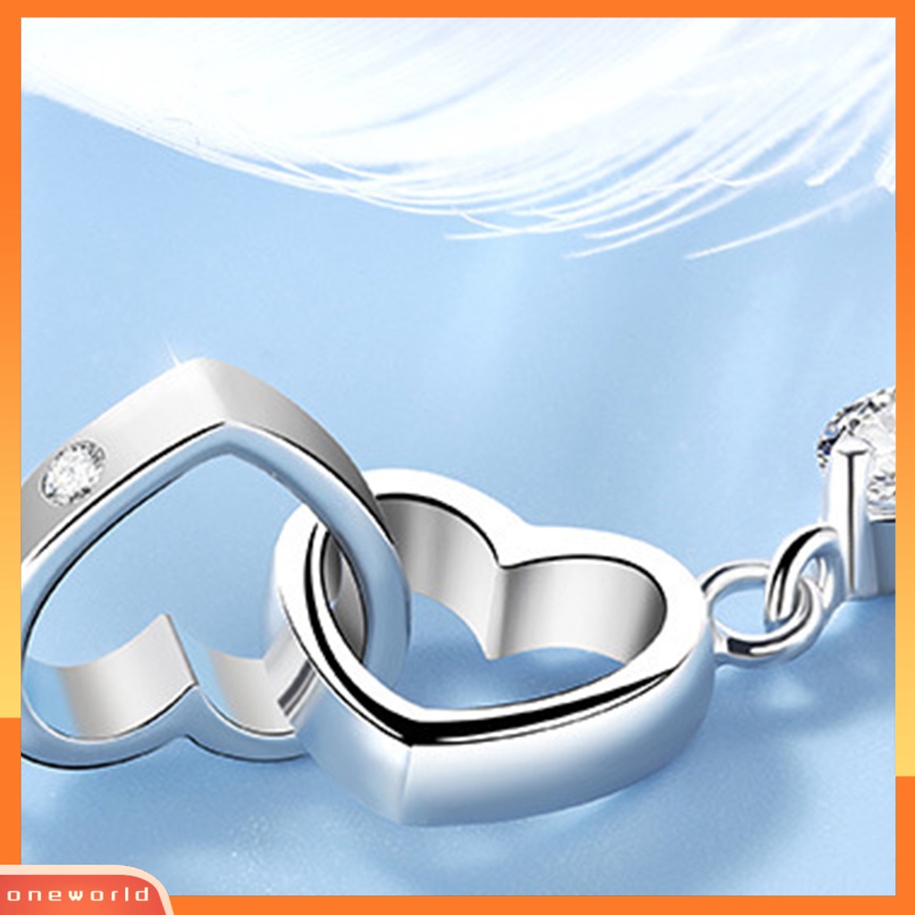 [EONE] Gelang Eye-catching Pengerjaan Halus Tembaga Menawan Wanita Rantai Tangan Hati Ganda Untuk Kekasih