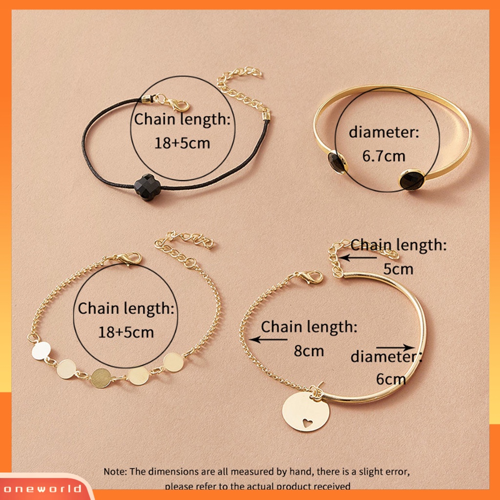 [EONE] 4pcs/set Stackable Alloy Bangle Indah Adjustable Potongan Bulat Wanita Gelang Untuk Kehidupan Sehari-Hari